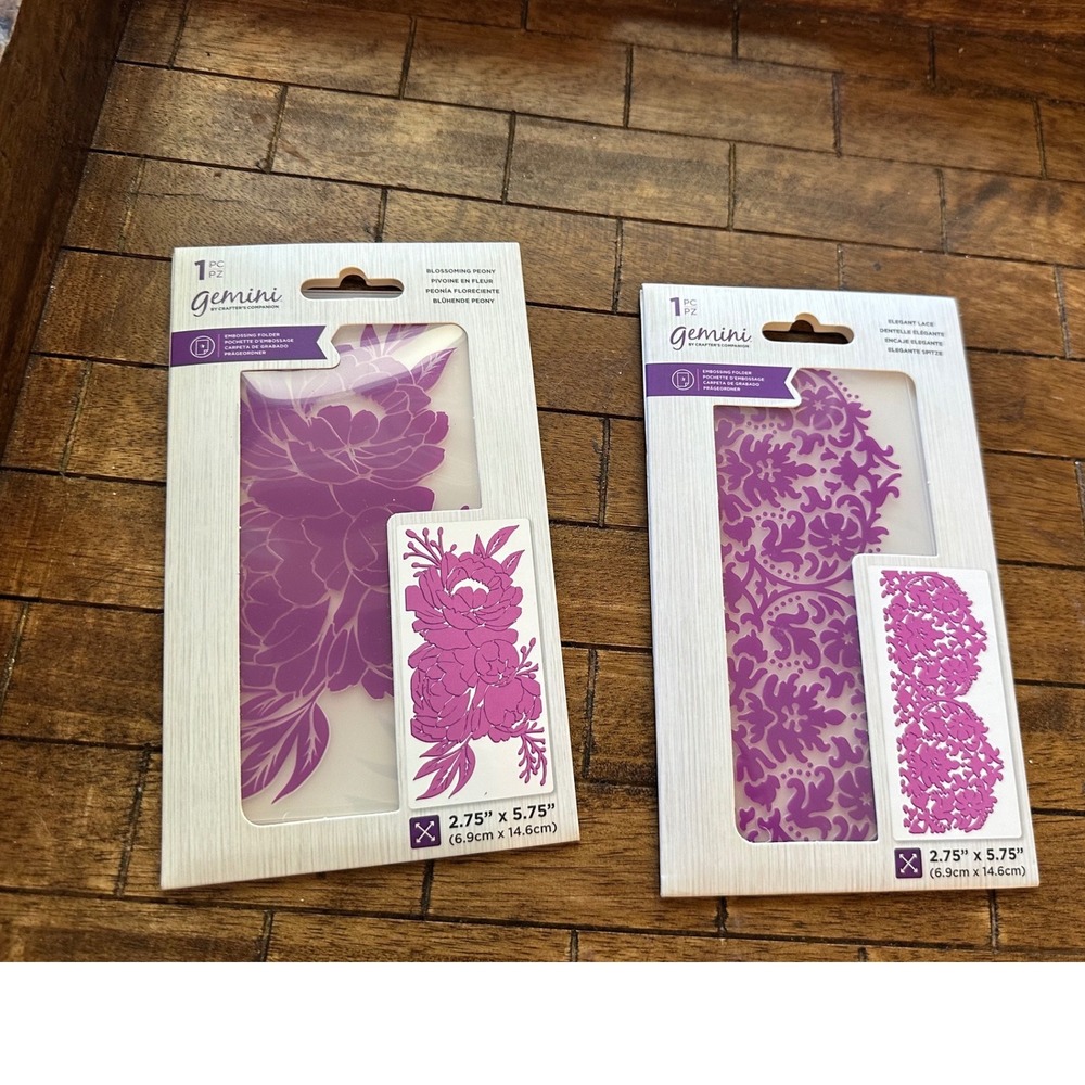 Gemini Crafters Companion Embossing Folders Blossoming Peony & Elegant Lace 2pc